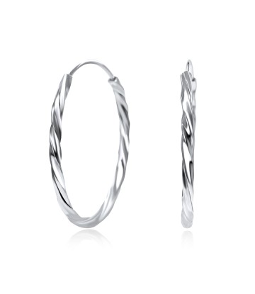 Twisted Rhodium Plated Silver Hoop Earring HO-1735-RP